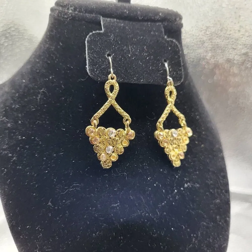 Vintage Vanecci Raw Gold Chandelier Earrrings